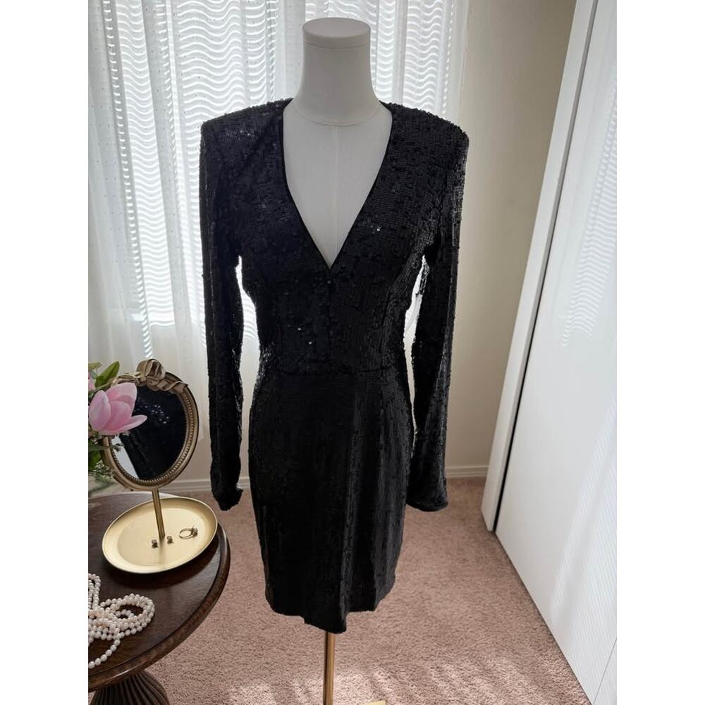 Dress the Population Black Sequin Mini Dress Size M – New with Tags